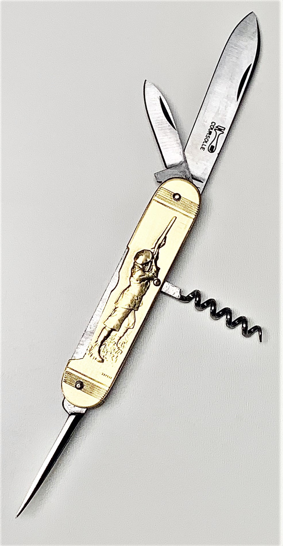 Couperier Coursolle Brass 3 Piece Sujet Pocket Knife - Hunter - Pocket Knives - Couperier Coursolle - Brand_Couperier Coursolle - Kitchen_Dinnerware - Kitchen_Kitchenware - Knife Sets - Laguiole - Spring Collection - 7800LAI253WB_3