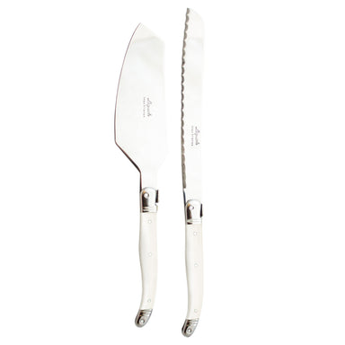 Laguiole Ivory Cake Set in Wood Box (Cake Slicer and Bread Knife) Cutlery Laguiole Brand_Laguiole Kitchen_Dinnerware Kitchen_Kitchenware Knife Sets Laguiole Spring Collection 7900-20629_I_Laguiole-Ivory-Cake-_-Bread-Set