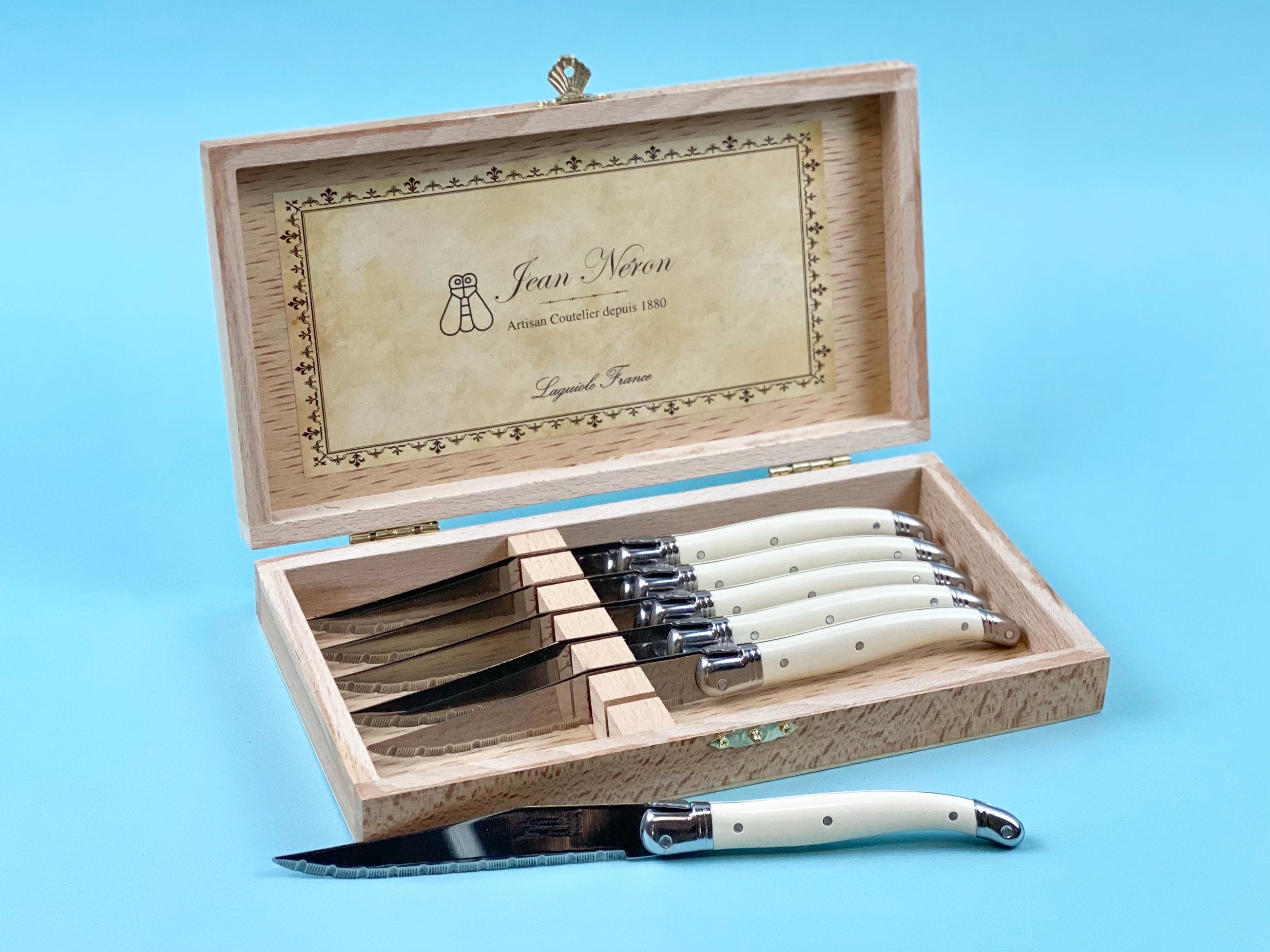 Laguiole Ivory Knives in Presentation Box (Set of 6) Laguiole Brand_Laguiole Kitchen_Dinnerware Kitchen_Kitchenware Knife Sets Laguiole Spring Collection 790060540MIPB