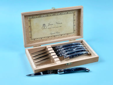Laguiole Black Marble Platine Knives in Presentation Box (Set of 6) Cutlery Laguiole Brand_Laguiole Kitchen_Dinnerware Kitchen_Kitchenware Knife Sets Laguiole Spring Collection 790160540MBMPB