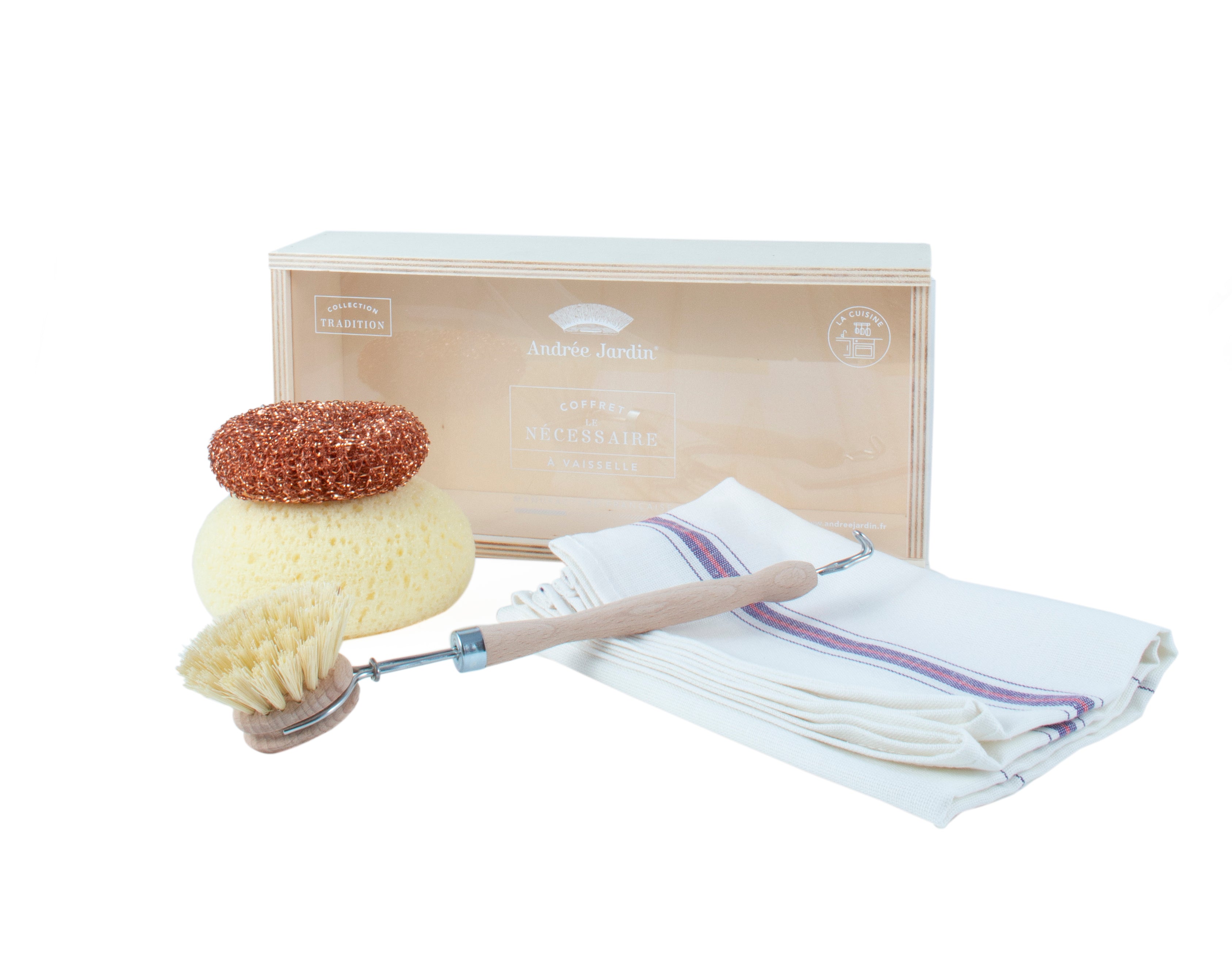 Andrée Jardin "Tradition" Dish Kit in Wooden Box Andrée Jardin Andrée Jardin Back in stock Brand_Andrée Jardin Home_Household Cleaning Kitchen_Accessories Kitchen_Kitchenware La Cuisine AndreeJardinNewDishKit_Out
