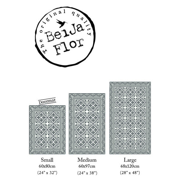 Beija Flor Grey Fleur de Lys Floor Mat (Buy 2 Get 1 Free!) Rugs Beija Flor Brand_Beija Flor Classic Tile Home_Decor Home_Floor Mats BeijaFlorSizeChart-L2