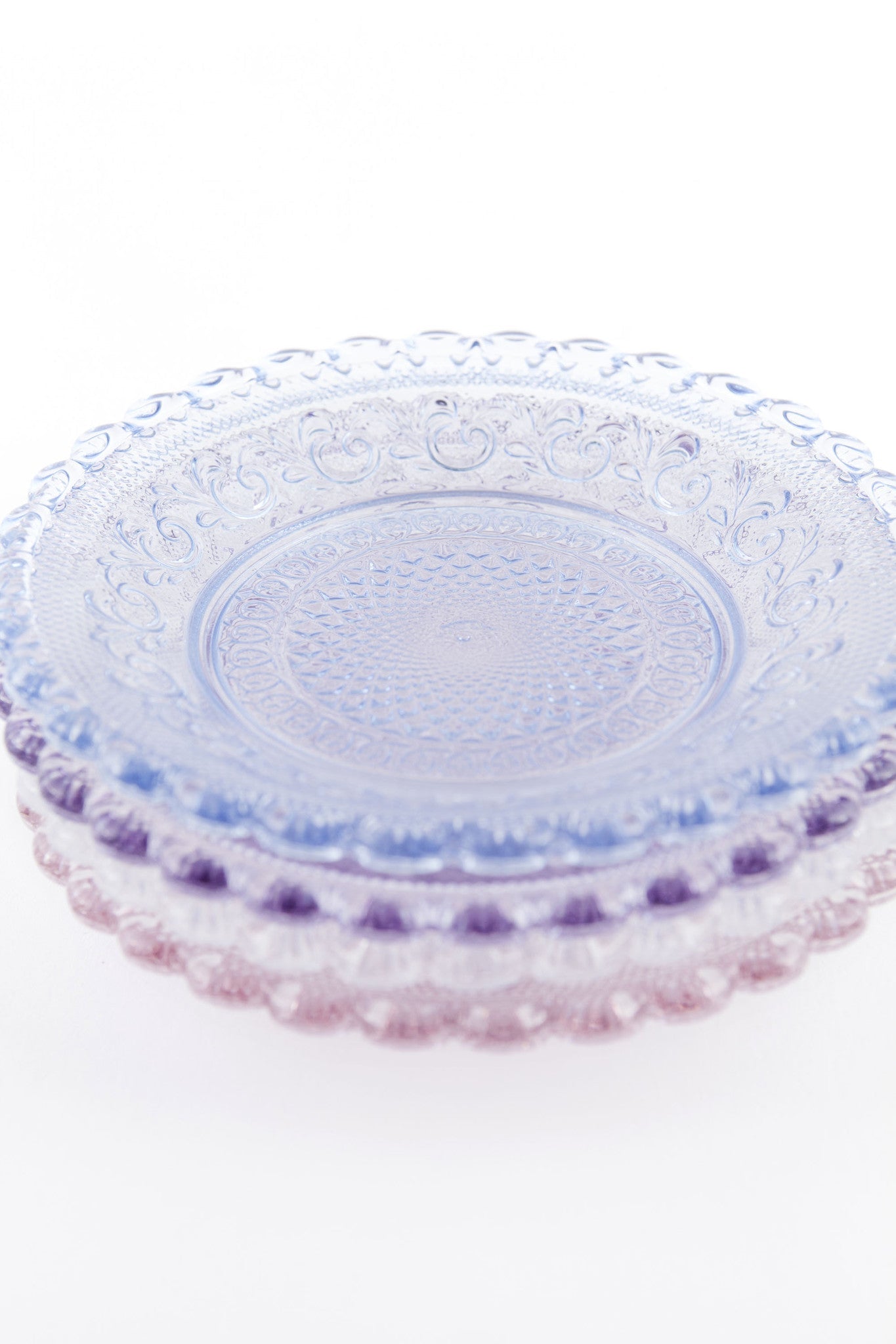 Dentelle Chantilly Glass Plate Glass Dentelle Brand_Dentelle Dentelle Glass Plates Dinnerware_Bowls & Plates Home_Decor Kitchen_Serveware Spring Collection Chantilly_Stack_B_7141c510-efff-480d-b480-4412b0e26a04