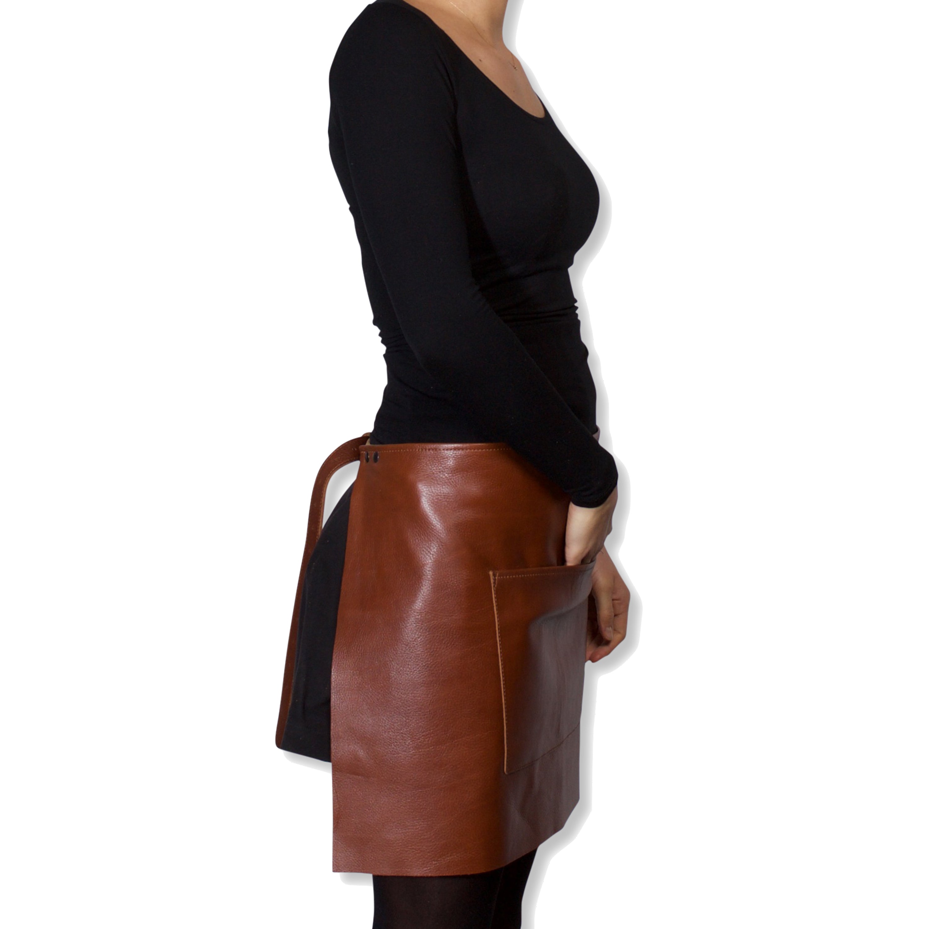 Dutchdeluxes Waist Short Classic Brown Leather "Professional Apron" - apron - Dutchdeluxes - Aprons - Brand_Dutchdeluxes - Dutchdeluxes - KTFWHS - Leather - Textiles_Aprons - DDLP-AS-CB-Belt-buckle-waist-short2