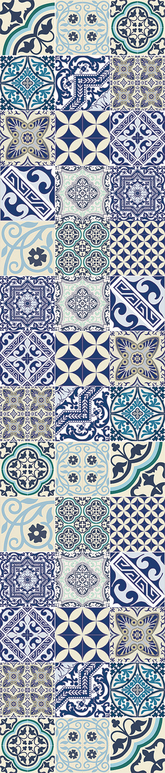 Beija Flor Blue Eclectic Extra-Long Table Runner (13" x 60") (Buy 2 Get 1 Free!) Table Runners Beija Flor Brand_Beija Flor Classic Tile CLEAN OUT SALE Home_Decor Home_Table Runners E8-TRL