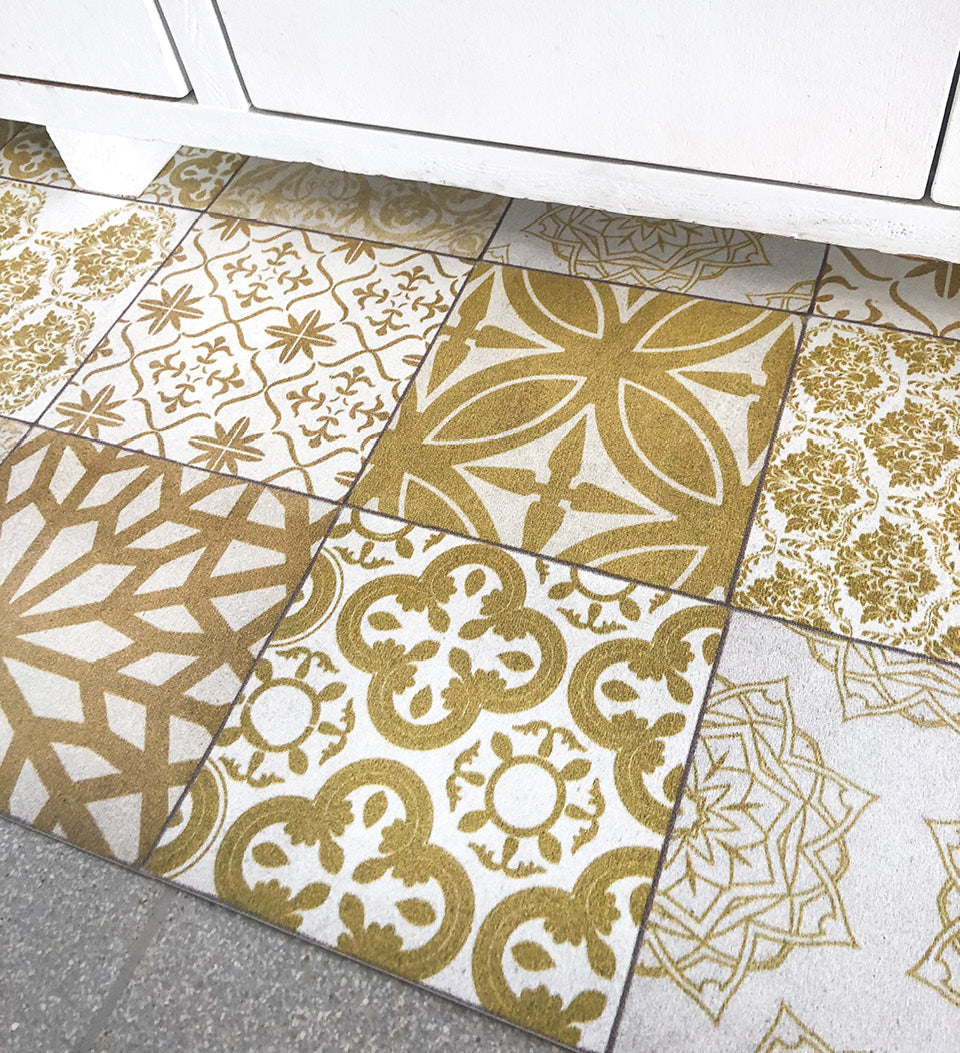 Beija Flor Yellow Eclectic Lace Floor Mat (Buy 2 Get 1 Free!) Rugs Beija Flor Brand_Beija Flor Classic Tile CLEAN OUT SALE Home_Decor Home_Floor Mats El2-C-pic2_bd0e0922-91d3-42f7-a848-d27dfaf14bb6