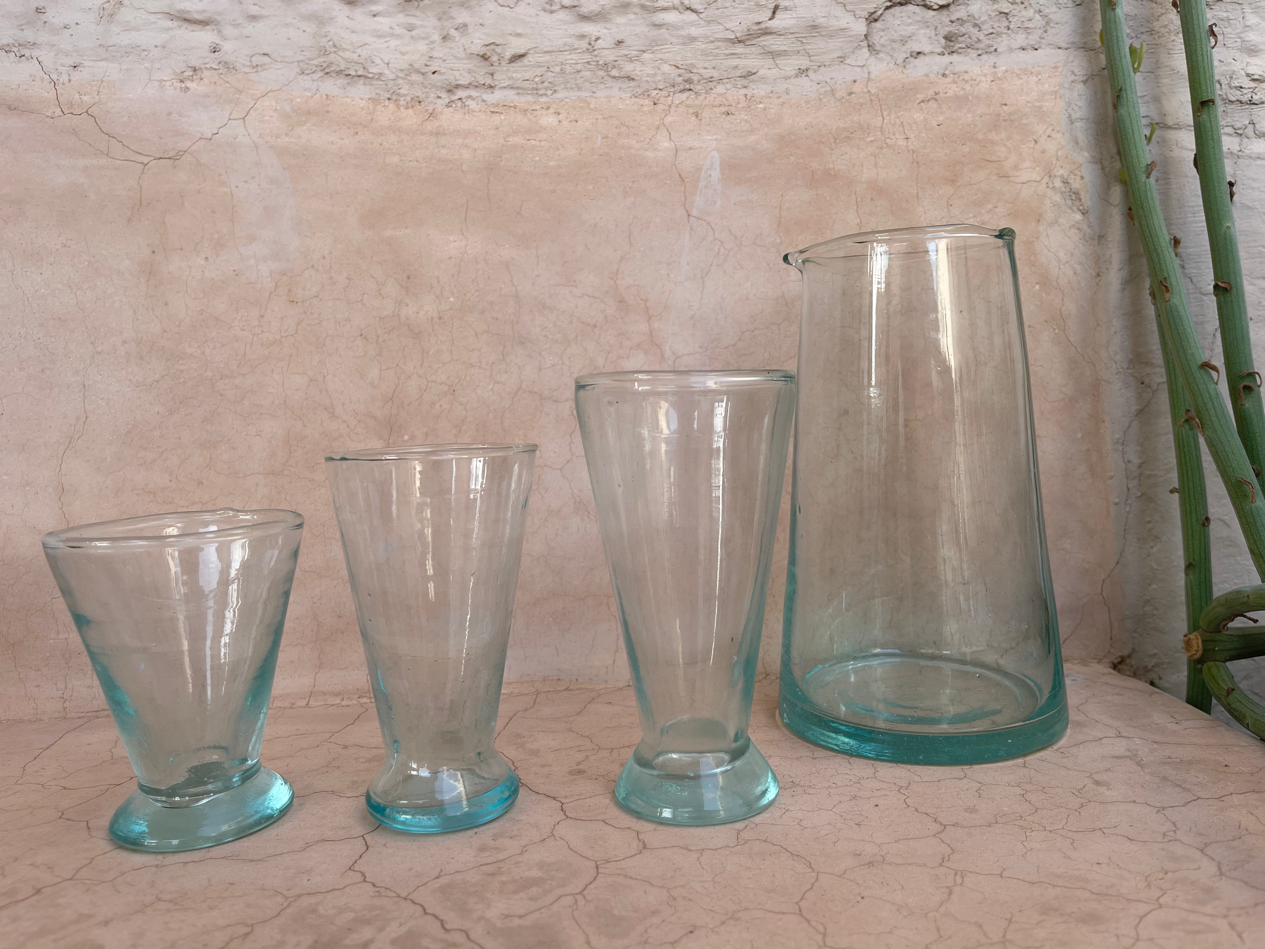 Beldi Small Tapered Carafe Clear Glass Kessy Beldi Brand_Une Vie Nomade Carafes Kitchen_Drinkware Wine Glasses IMG_0860kessybeldiglasswarebistroline