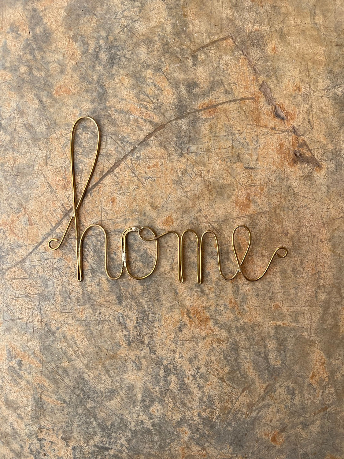 Moroccan Brass Wall Decor "Home" Metal Wall Ornament Decor Une Vie Nomade Brand_Une Vie Nomade Home_Decor New Arrivals IMG_1838MoroccanBrassMetalWallOrnamentCursiveHome