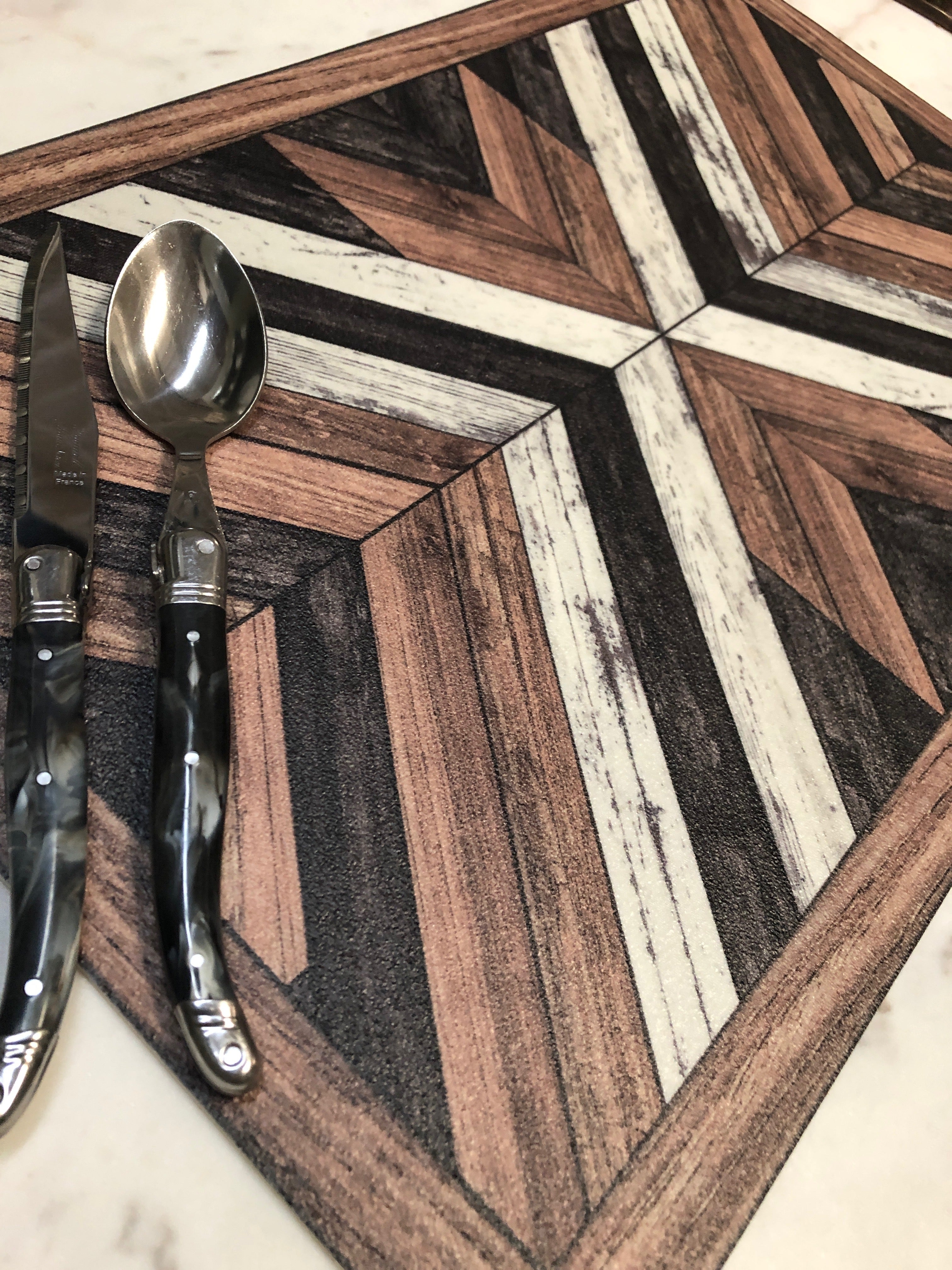 Beija Flor Wood Art Placemat Black & Brown (13" x 20") (Buy 2 Get 1 Free!) Placemats Beija Flor Brand_Beija Flor CLEAN OUT SALE Home_Decor Home_Placemats IMG_5615