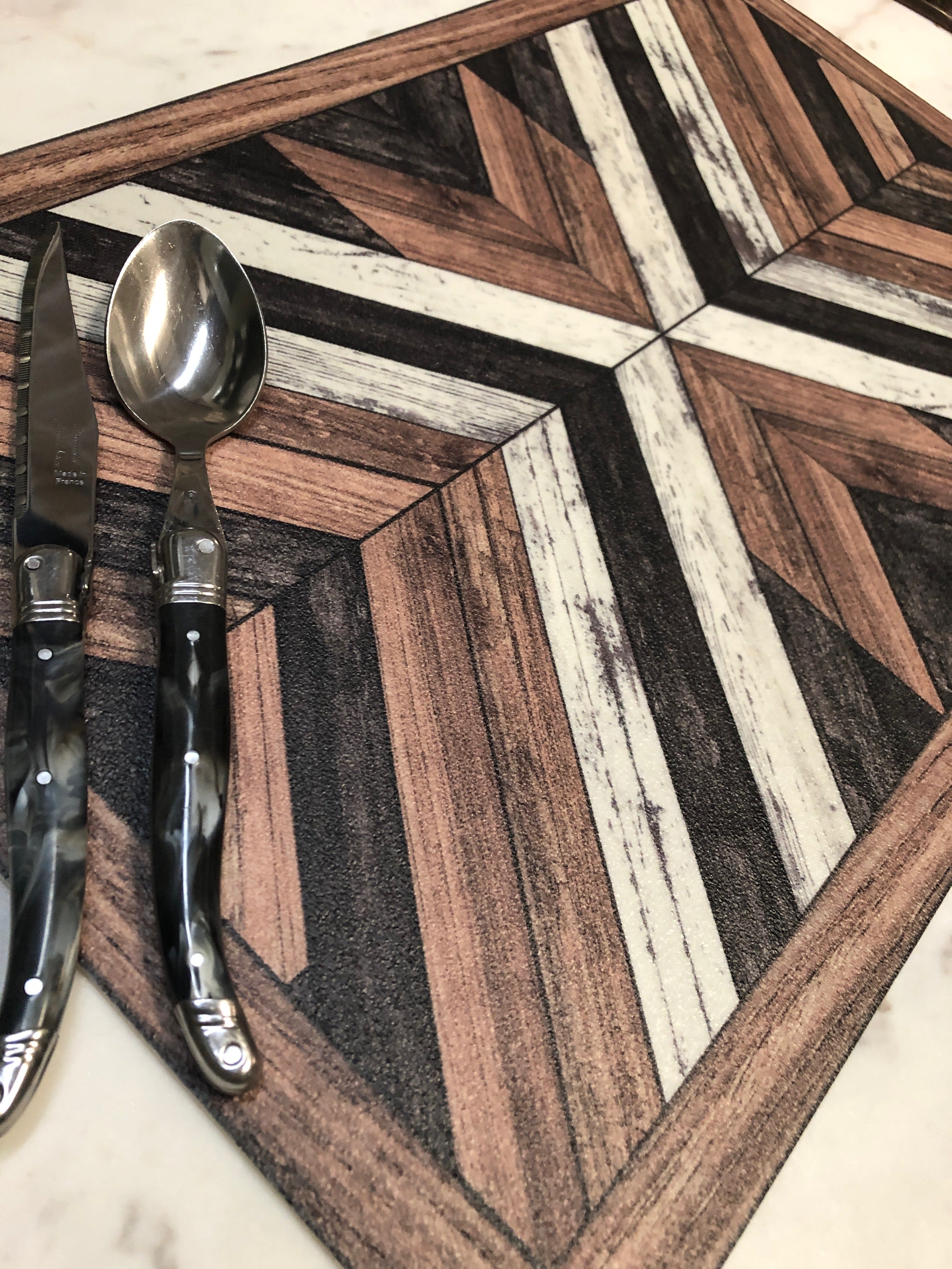 Beija Flor Wood Art Placemat Black & Brown (13" x 20") (Buy 2 Get 1 Free!) Placemats Beija Flor Brand_Beija Flor CLEAN OUT SALE Home_Decor Home_Placemats LMF23 IMG_5615