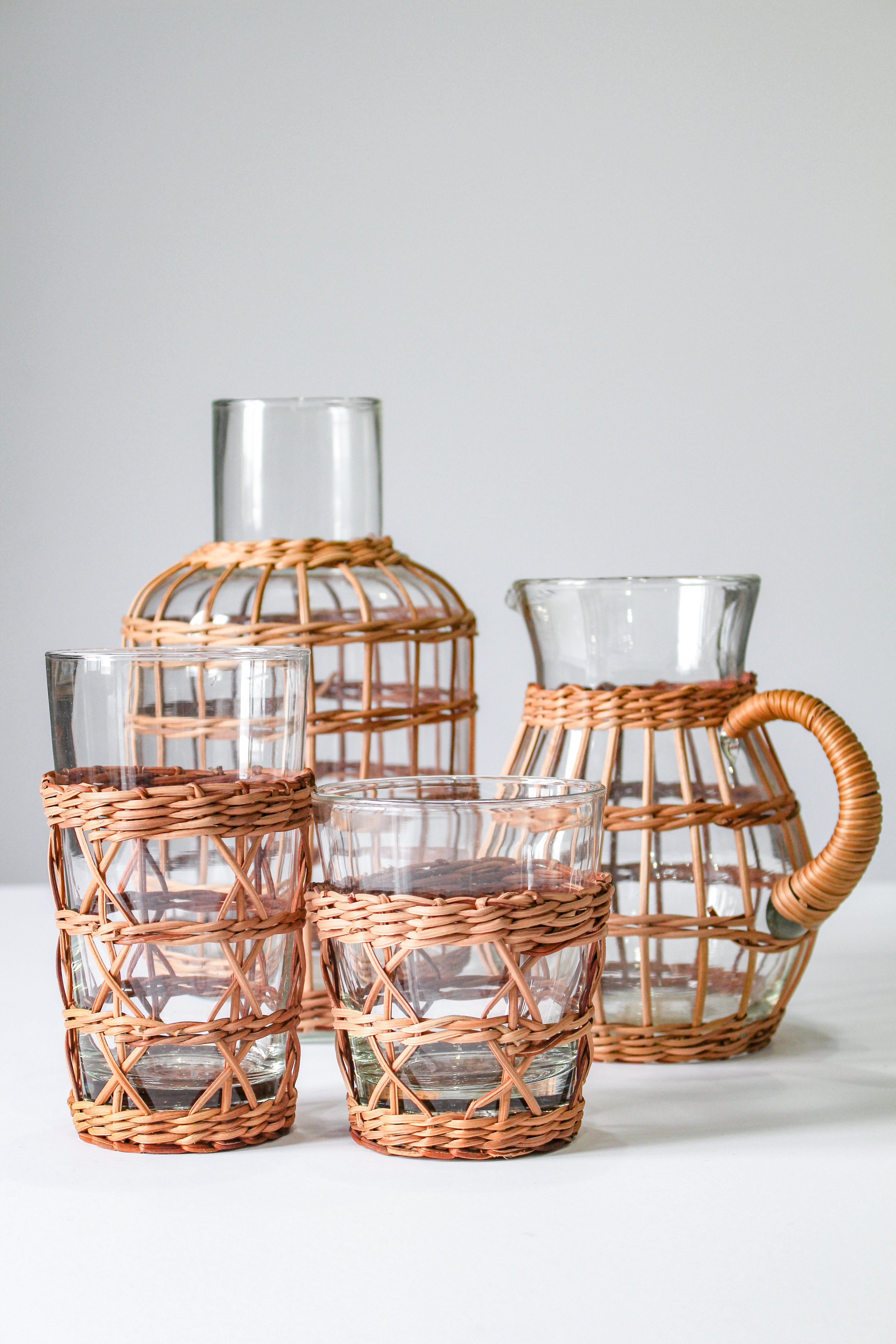 Rattan Cage Vase Carafe Small Glass Rattan Carafes Rattan IMG_8627