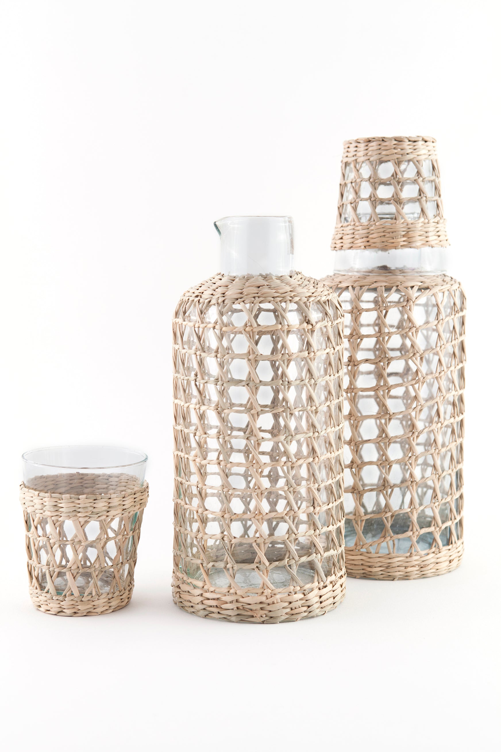 Seagrass Cage Wide Tumbler Glass Seagrass Brand_Seagrass & Rattan Champagne Flutes Cocktail Kitchen_Drinkware January_2017_Products_LG0176