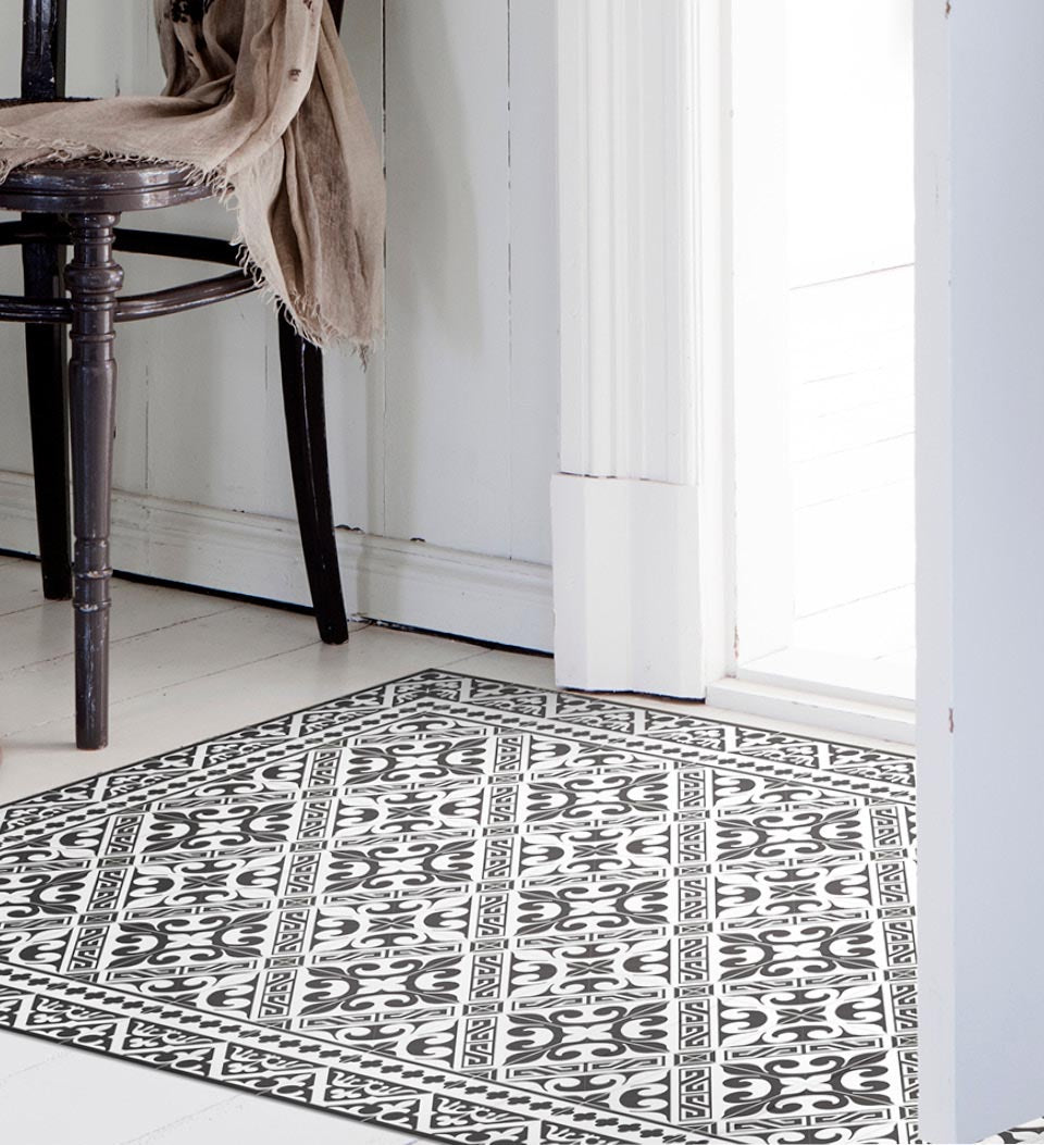 Beija Flor Black Fleur de Lys Floor Mat (Buy 2 Get 1 Free!) Rugs Beija Flor Brand_Beija Flor Classic Tile Home_Decor Home_Floor Mats L9-pic2