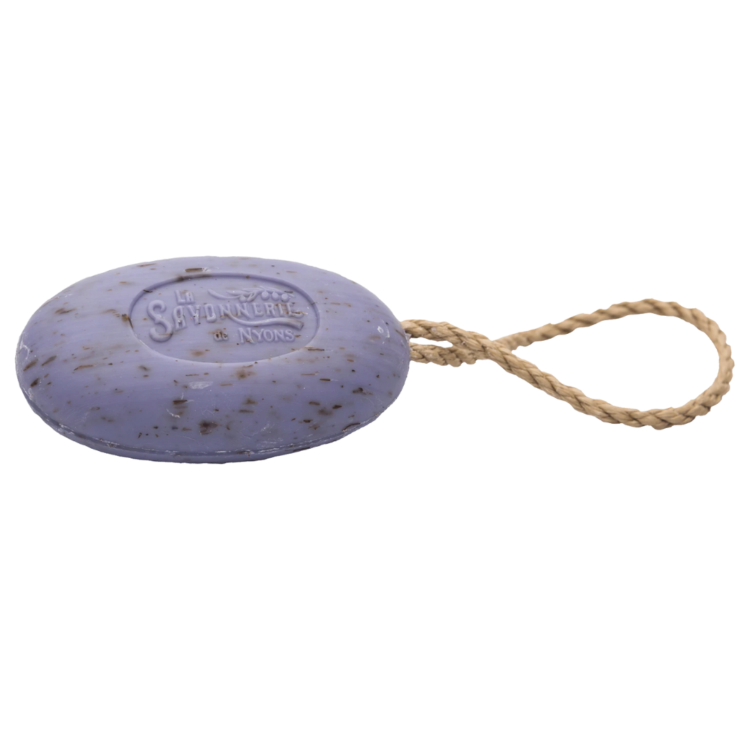 La Savonnerie de Nyons 220g Exfoliating Soap with Rope Lavender Flower Soap La Savonnerie de Nyons Back in stock Bath & Body_Bar Soap Brand_La Savonnerie de Nyons KTFWHS LaSavonneriedeNyonsExfoliatingSoapwithRopeLavender