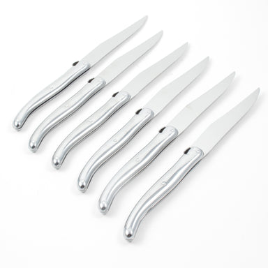 Laguiole Stainless Steel Knives in Wooden Box with Acrylic Lid (Set of 6) Cutlery Laguiole Brand_Laguiole Flatware Sets Kitchen_Dinnerware Kitchen_Kitchenware Laguiole Laguiole_Knives_S_6_-_Stainless_Steel_out_of_box