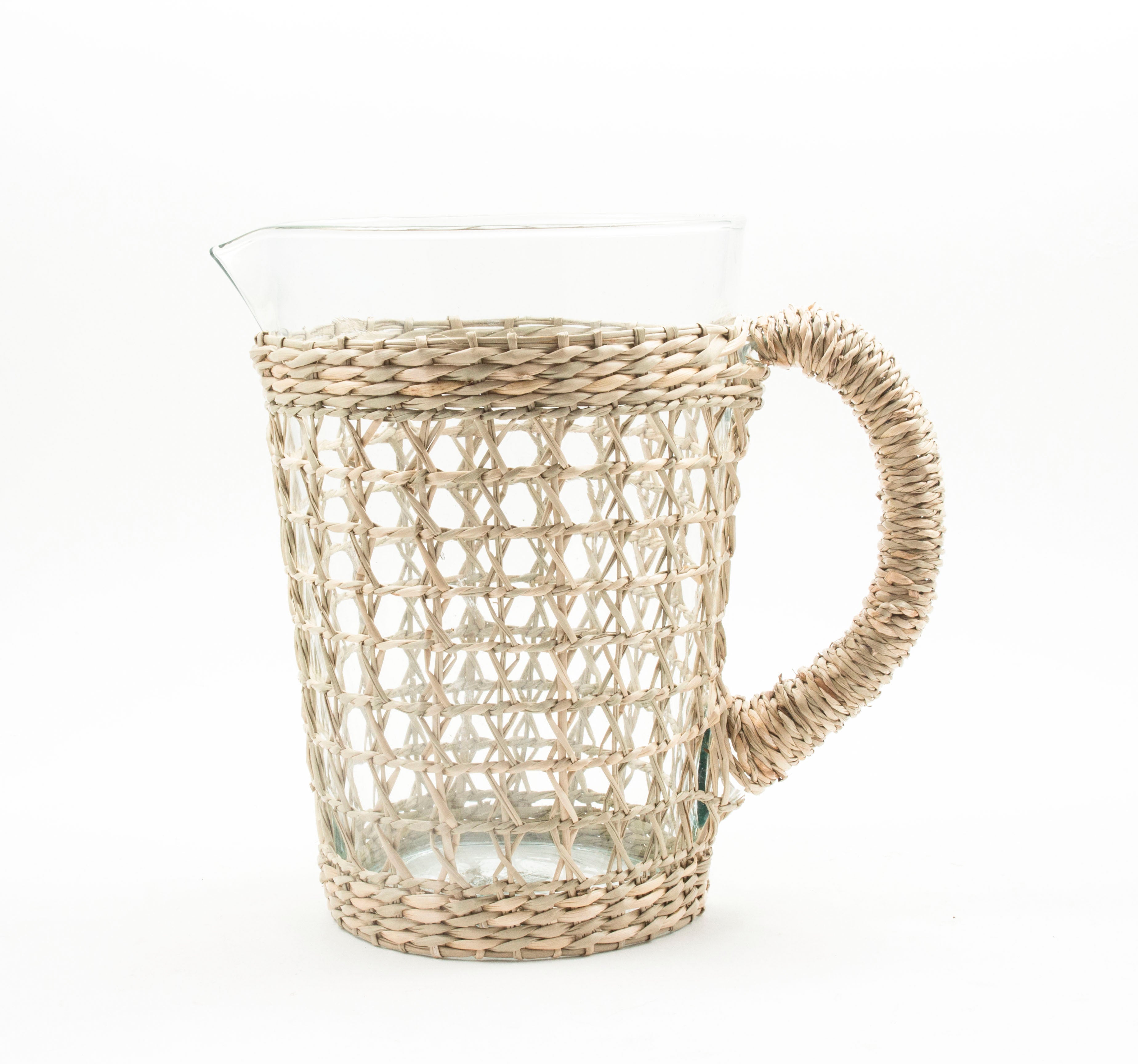 Seagrass Cage Pitcher Glass Seagrass Brand_Seagrass & Rattan Kitchen_Drinkware Serving Pieces MG_2147_OFFER