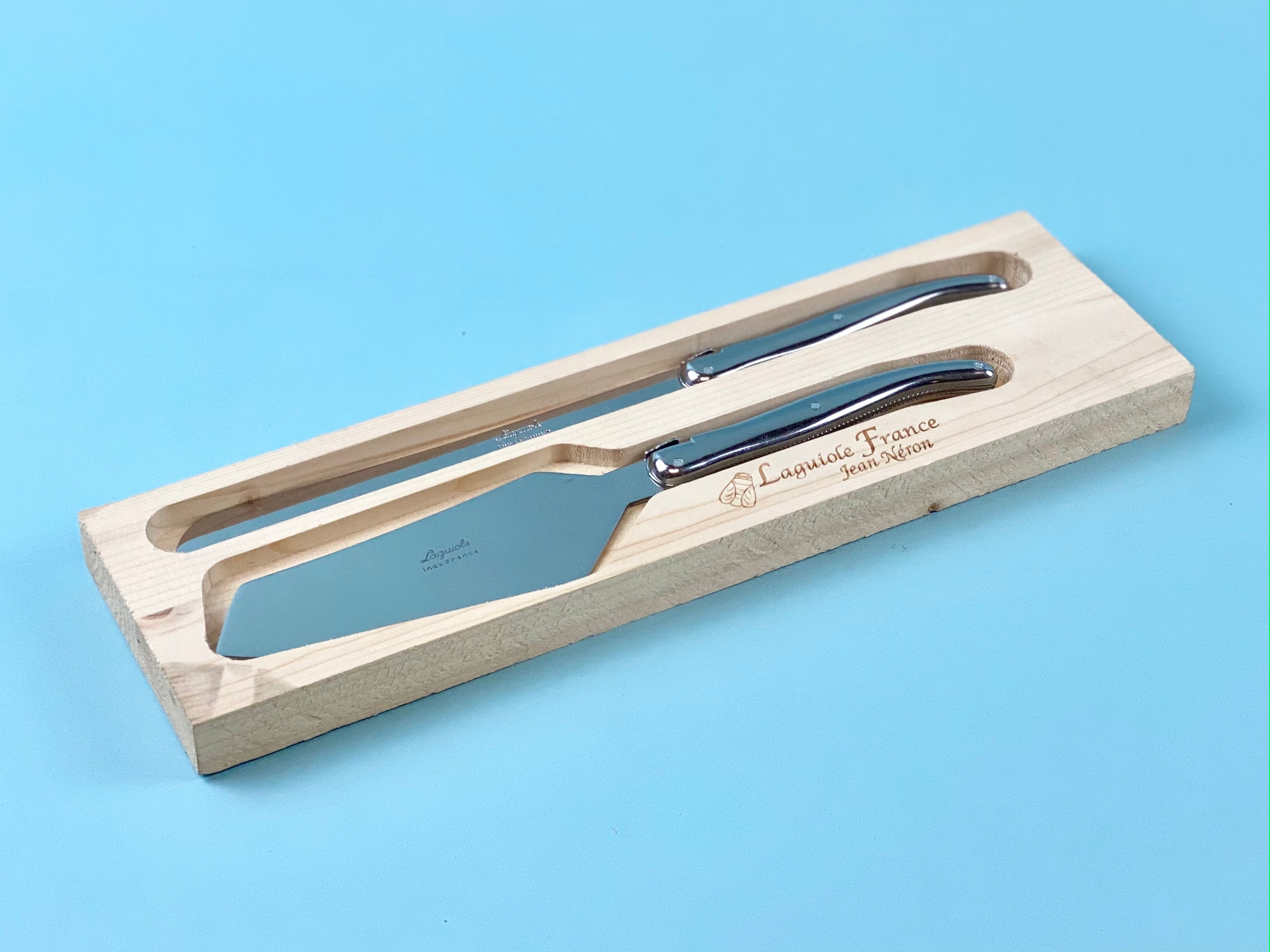 Laguiole Platine Cake & Bread Set All Stainless Wooden Box Cutlery Set Laguiole Brand_Laguiole Cheese Sets Kitchen_Dinnerware Laguiole Loose Mini Rainbow Utensils Serveware NR790123629PSS