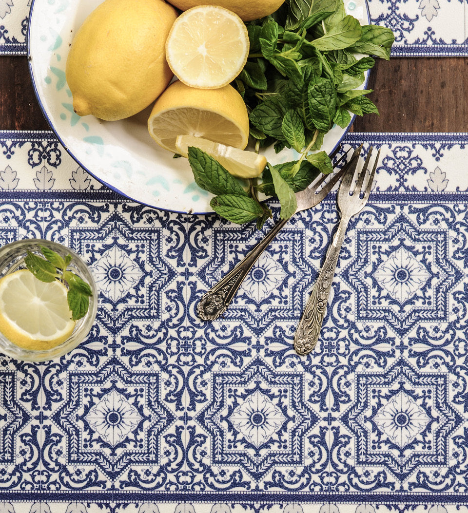 Beija Flor Blue Armenian Placemat (13" x 20") (Buy 2 Get 1 Free!) Placemats Beija Flor Brand_Beija Flor Classic Tile CLEAN OUT SALE Home_Decor Home_Placemats P-A1-lifestyle
