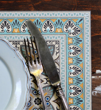 Beija Flor Green Bella Placemat (13" x 20") (Buy 2 Get 1 Free!) Placemats Beija Flor Brand_Beija Flor Classic Tile CLEAN OUT SALE Home_Decor Home_Placemats P-B1-pic4
