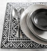 Beija Flor Black and White Fleur de Lys Placemat (13" x 20") (Buy 2 Get 1 Free!) Placemats Beija Flor Brand_Beija Flor Classic Tile CLEAN OUT SALE Home_Decor Home_Placemats P-BW22-lifestyle