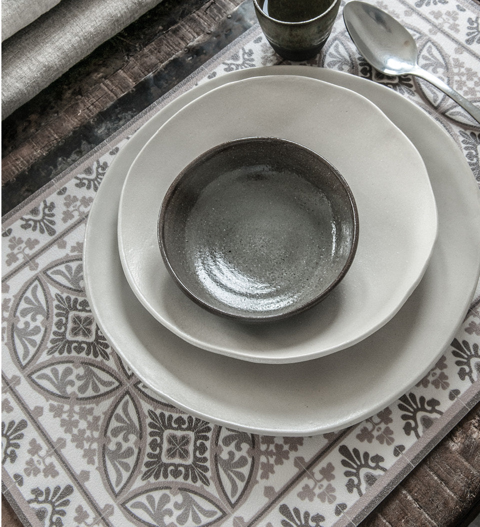 Beija Flor Light Grey Barcelona Placemat (13" x 20") (Buy 2 Get 1 Free!) Placemats Beija Flor Brand_Beija Flor Home_Decor Home_Placemats P-T10-pic2