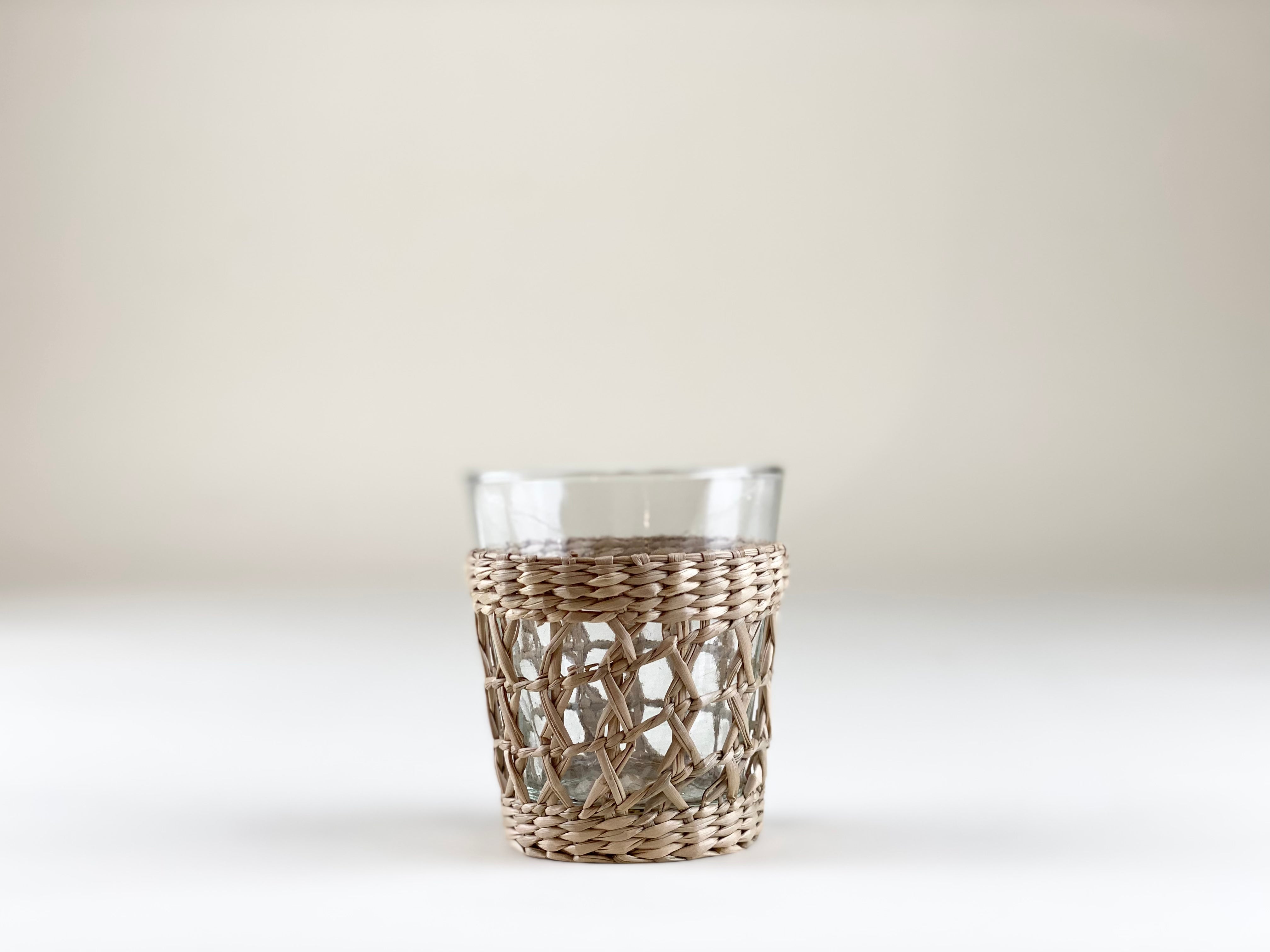 Seagrass Small Cage Tumbler Glass Seagrass Brand_Seagrass & Rattan Carafes Kitchen_Drinkware Tumblers & Highballs PhotoJul27_120622PM