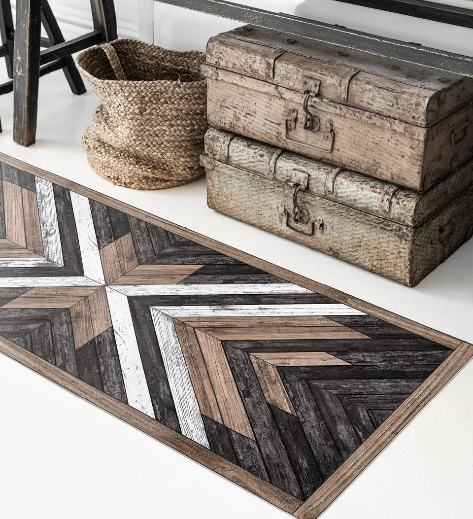 Beija Flor Wood Art Black & Brown Floor Mat (Buy 2 Get 1 Free!) Rugs Beija Flor Brand_Beija Flor Home_Decor Home_Floor Mats RF-W3-lifestyle2