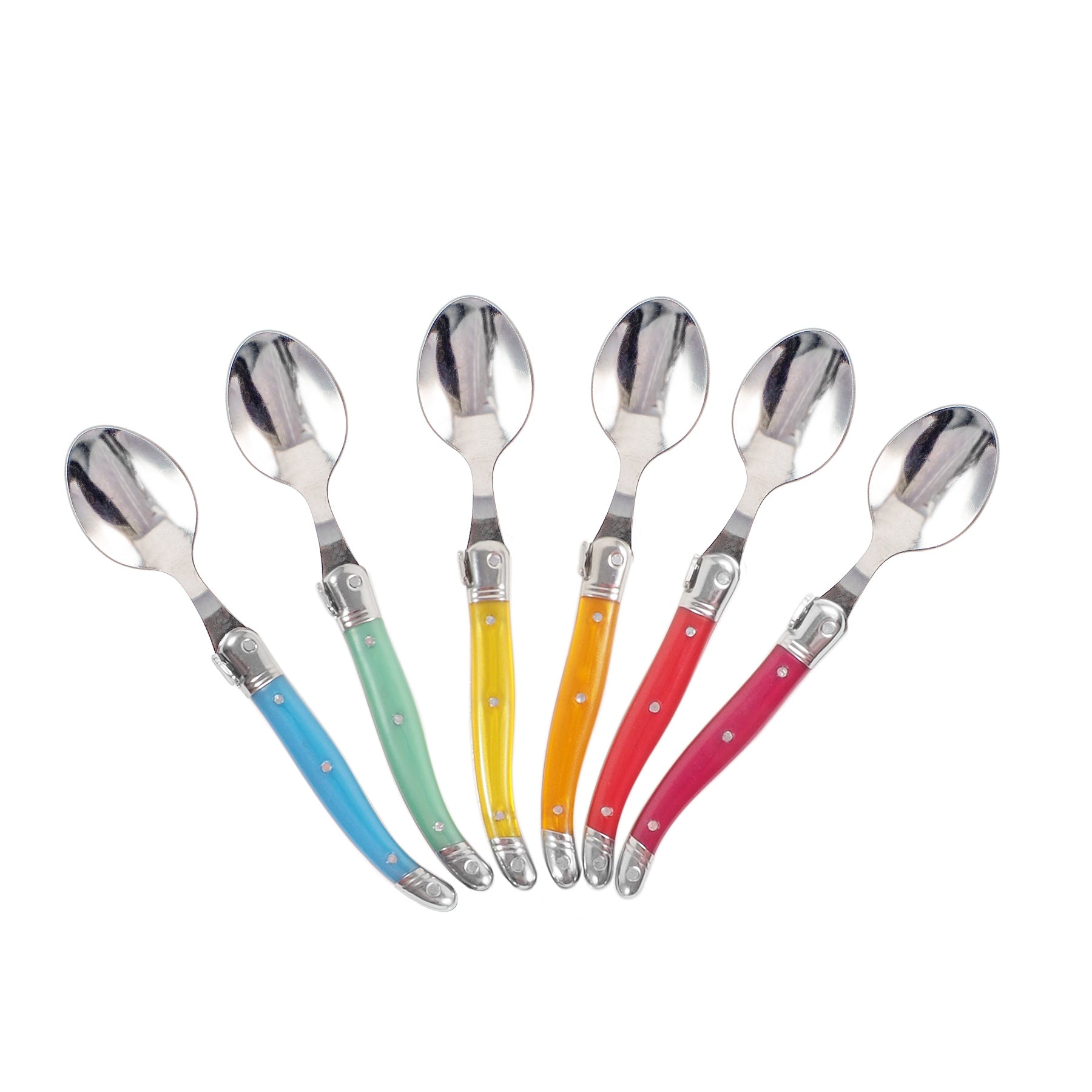 Rainbow Laguiole Coffee Spoon (Set of 12) Cutlery Laguiole Brand_Laguiole Flatware Sets Kitchen_Dinnerware Laguiole Loose Mini Rainbow Utensils Rainbow Rainbow-Coffee-Spoons-Edit