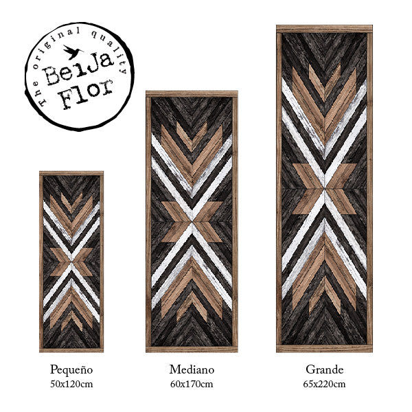 Beija Flor Wood Art Black & Brown Floor Mat (Buy 2 Get 1 Free!) Rugs Beija Flor Brand_Beija Flor Home_Decor Home_Floor Mats SizeChart-RF-W3