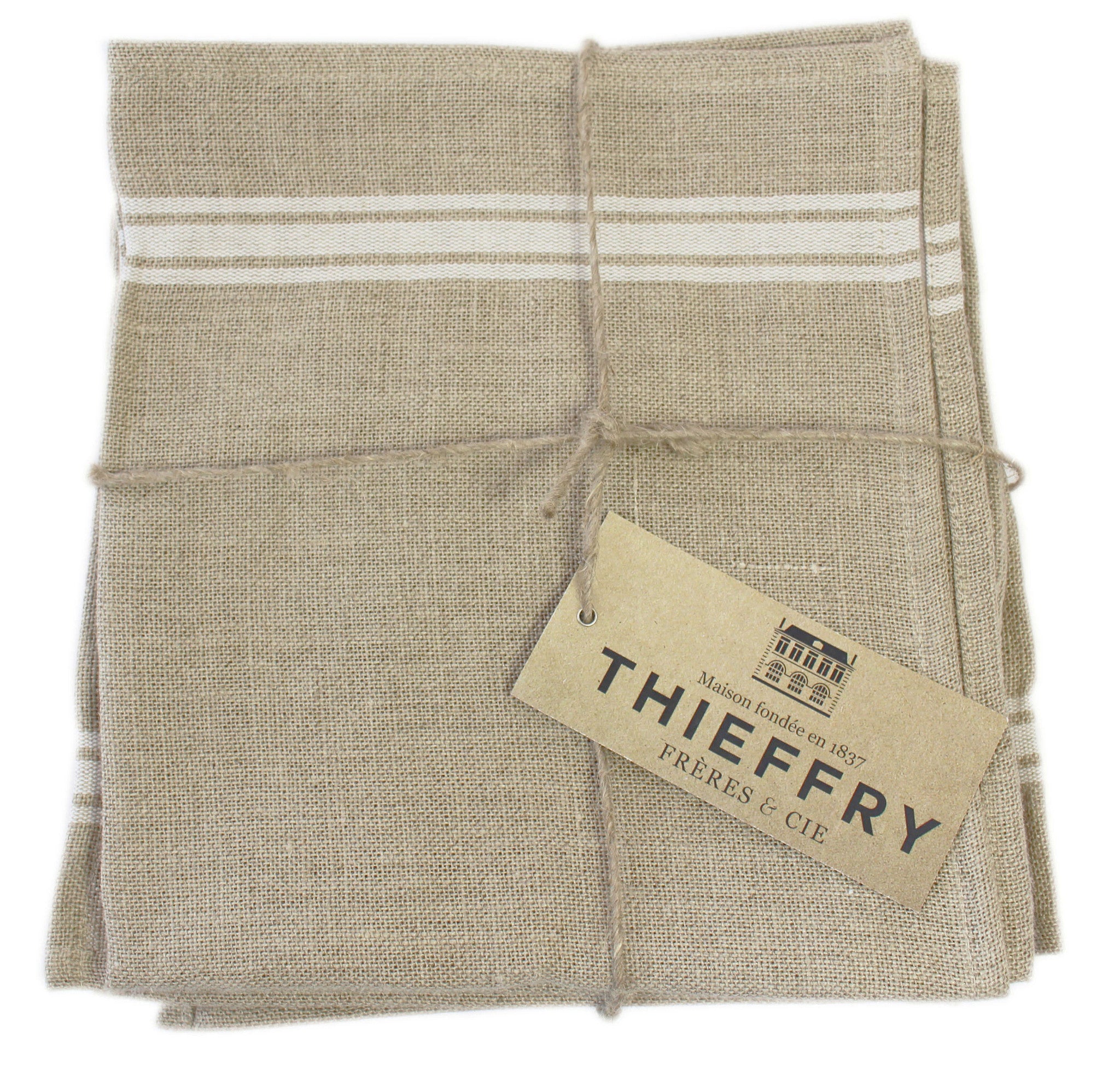 Thieffry Monogramme Linen Tablecloth (68" x 110") Textile Thieffry Brand_Thieffry Rectangular Tablecloths Textiles_Tablecloths Thieffry ThieffryWhiteMonogrammeLinenTablecloth_68x110_2