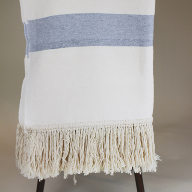 Small White Handmade Moroccan Throw with Blue Stripe Textile Une Vie Nomade Brand_Une Vie Nomade New Arrivals Une Vie Nomade Untitleddesign_a18d13ee-f525-40a5-8afb-eaa8f3925810