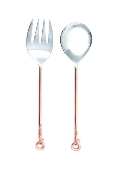 Vineyard Table Copper Rustic Looped Salad Server Set (Set of 2) Utensils Vineyard Table Brand_Vineyard Table CLEAN OUT SALE Kitchen_Dinnerware Kitchen_Serveware KTFWHS VT-4702-BRS2661C