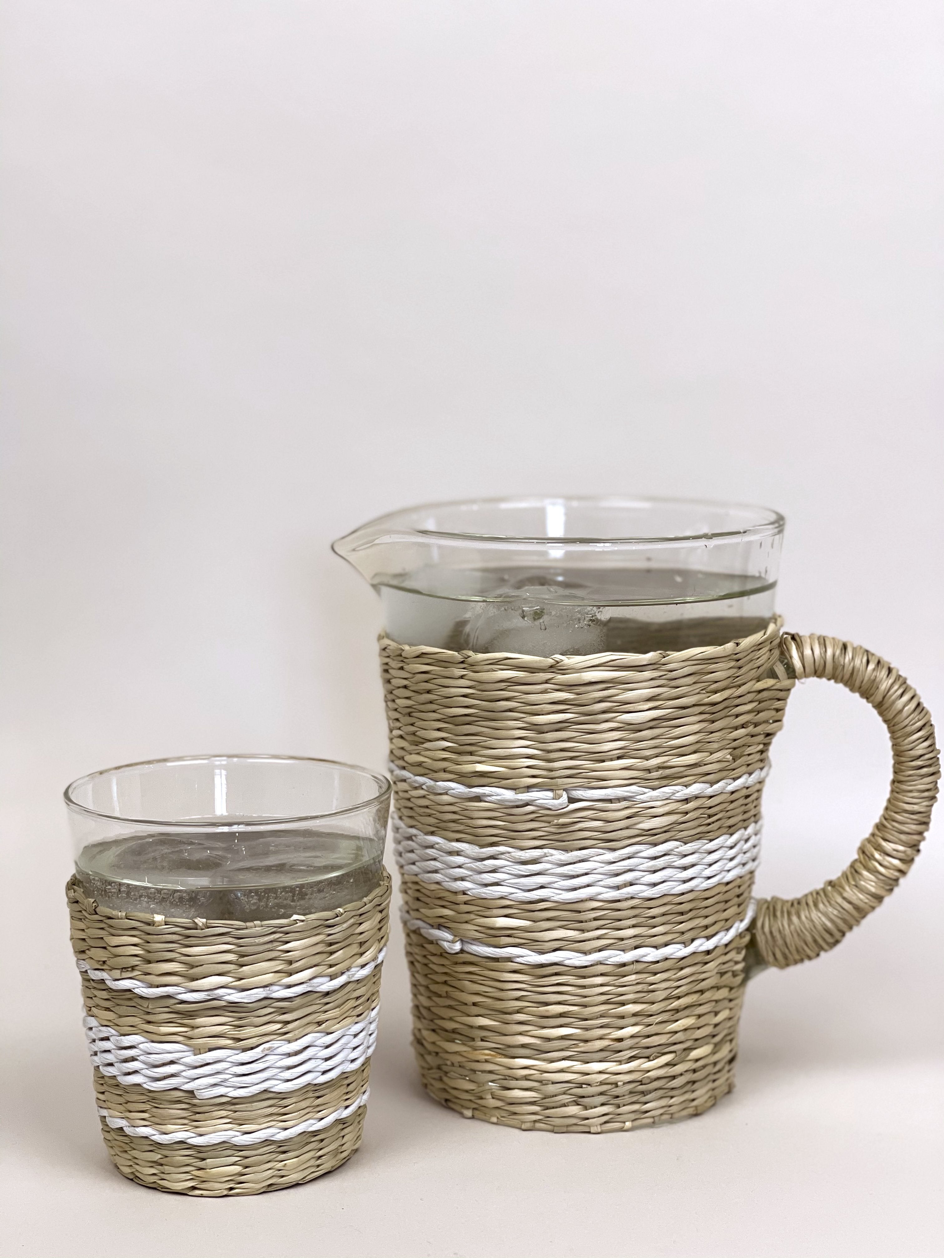 White Collection Seagrass Pitcher (Now 25% off!) Glass Seagrass Brand_Seagrass & Rattan Kitchen_Drinkware lm New Arrivals Seagrass Serving Pieces Whiteseagrasspitcherwideglassambianceedit_5a385d9e-2cc5-4e97-b39d-e7afca476b88