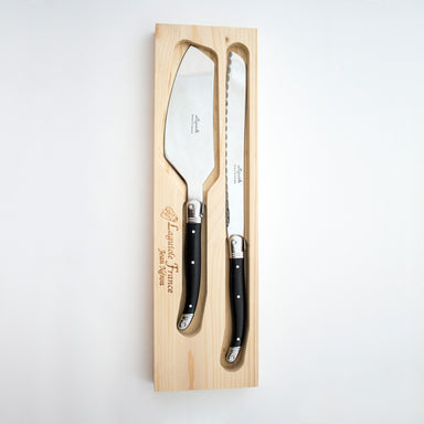 Laguiole Black Cake Set in Wood Box (Cake Slicer and Bread Knife) Cutlery Laguiole Brand_Laguiole Kitchen_Dinnerware Kitchen_Kitchenware Knife Sets Laguiole Spring Collection cake-black-B