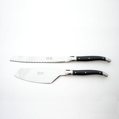 Laguiole Black Cake Set in Wood Box (Cake Slicer and Bread Knife) Cutlery Laguiole Brand_Laguiole Kitchen_Dinnerware Kitchen_Kitchenware Knife Sets Laguiole Spring Collection cake-black-D