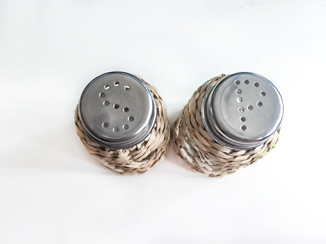 Seagrass Cage Salt & Pepper Set Glass Seagrass Brand_Seagrass & Rattan Kitchen_Serveware Serving Pieces image012-edit