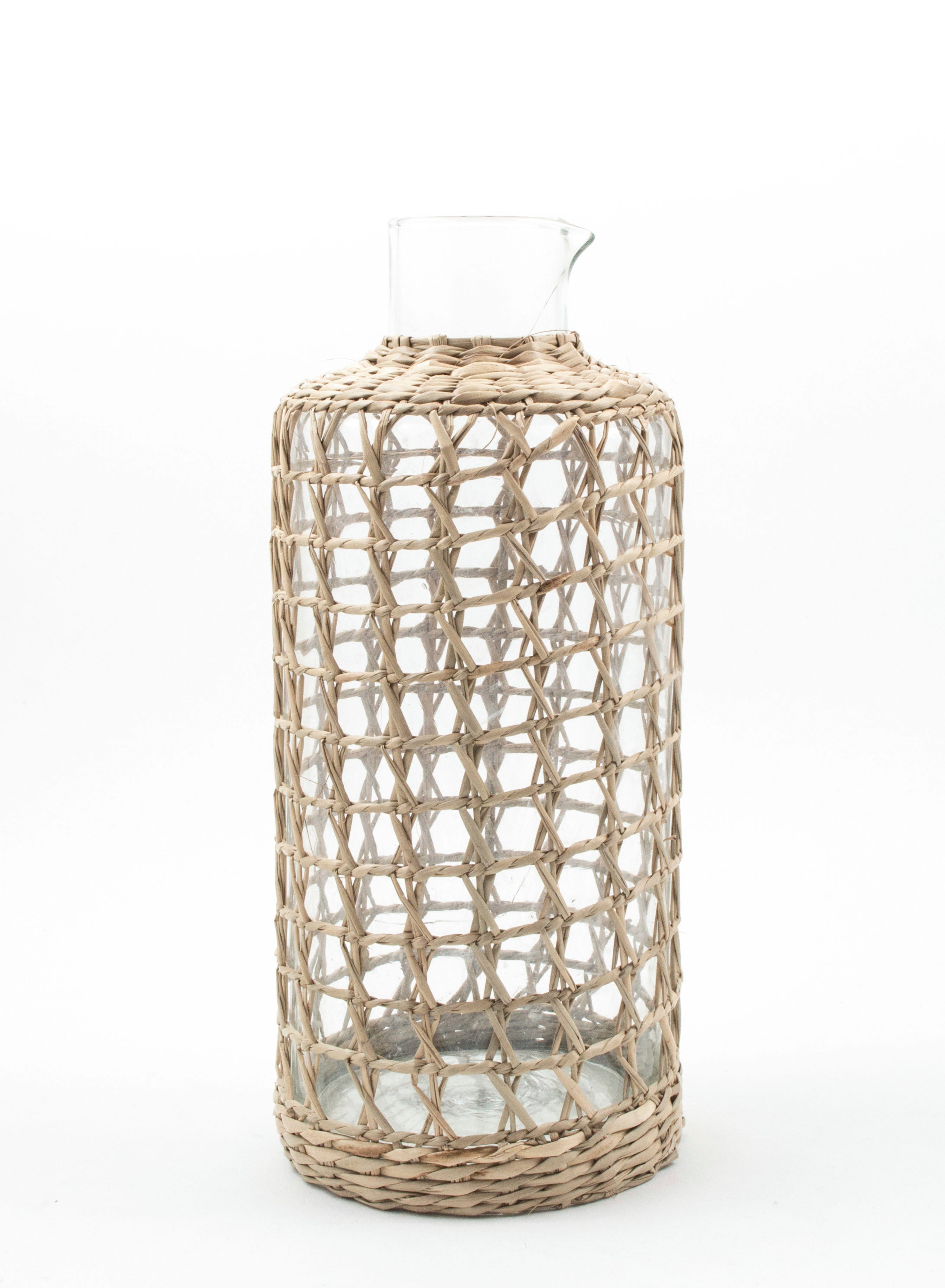 Seagrass Large Cage Carafe Glass Seagrass Brand_Seagrass & Rattan Carafes Kitchen_Drinkware Serving Pieces large_cage_carafe_B