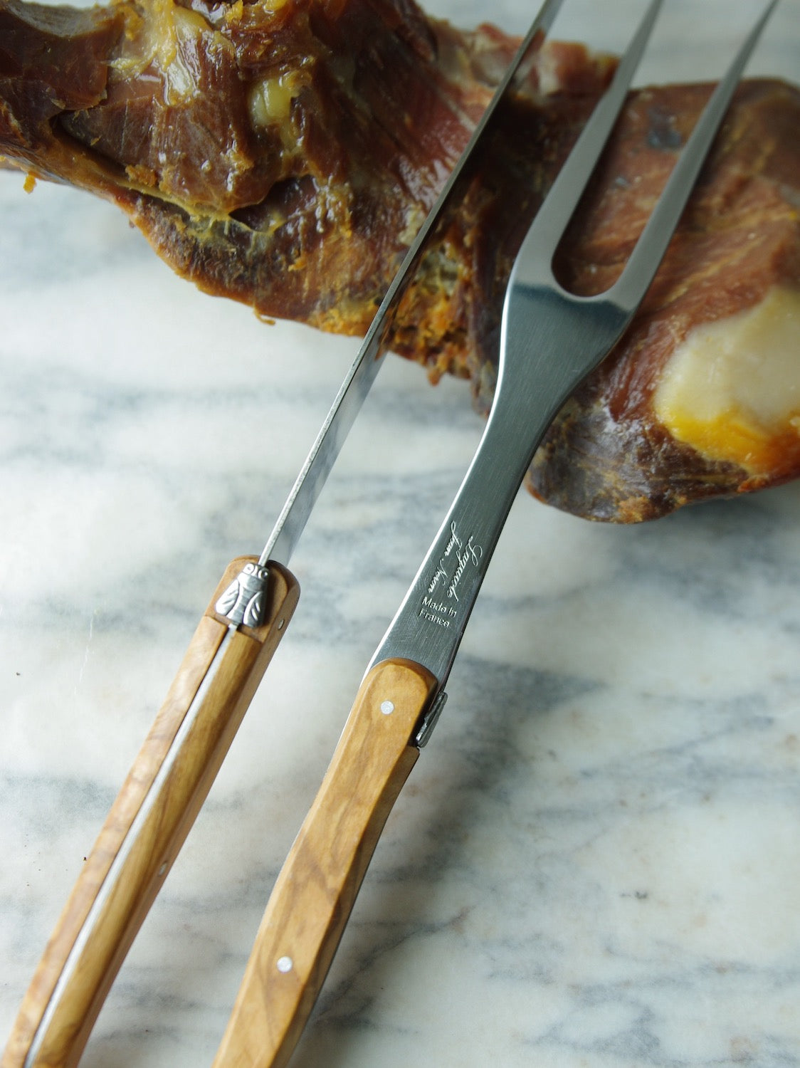 Laguiole French Olivewood Carving in Wood Box - Regular Finish Cutlery Laguiole Brand_Laguiole Carving Sets Kitchen_Dinnerware Laguiole olive-wood-carving-set-laguiole_CC560B91-1500x1124