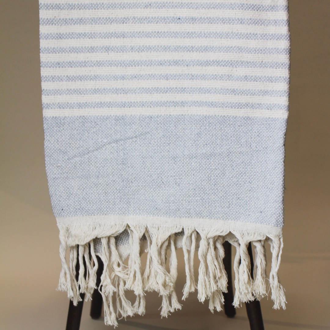 Small Blue Handmade Moroccan Throw with White Stripes Textile Une Vie Nomade Brand_Une Vie Nomade New Arrivals Une Vie Nomade sdhifhsajd_d3a6088d-ef2a-406d-a901-60d30e84bcfa