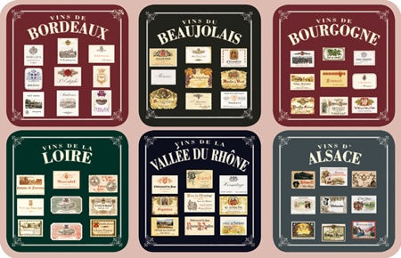 Wine Varieties Coasters Coasters French Nostalgia Brand_French Nostalgia Home_Coasters Home_French Nostalgia KTFWHS Spring Collection wines_of_france_coaster